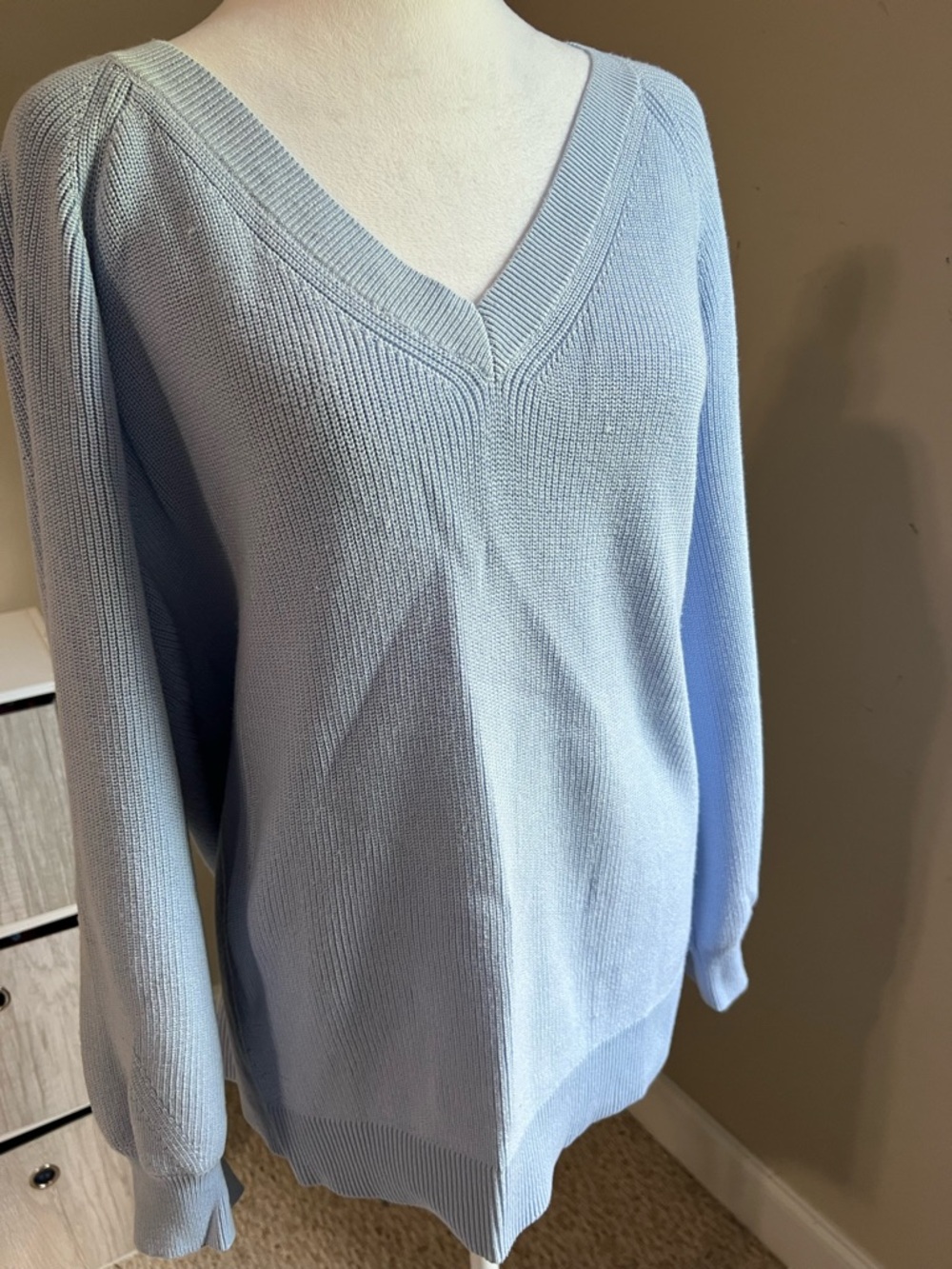 Talbots Powder Blue V-Neck Knit Sweater